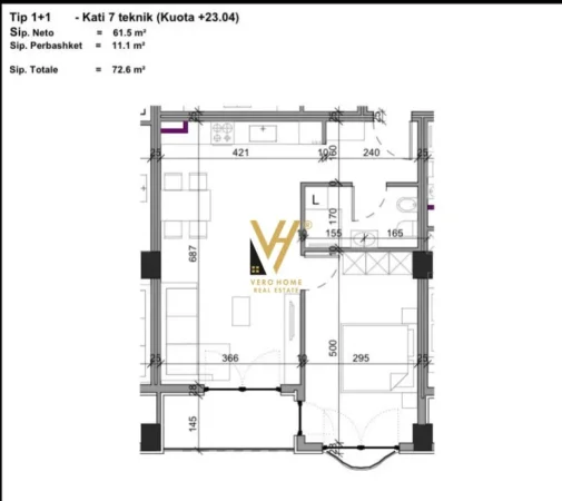 Tirane, shitet apartament 1+1+Ballkon Kati 7, 72 m² 83.500 € (PASKUQAN)