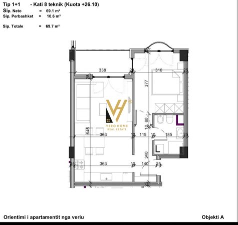 Tirane, shitet apartament 1+1+Ballkon Kati 8, 69 m² 80.200 € (PASKUQAN)