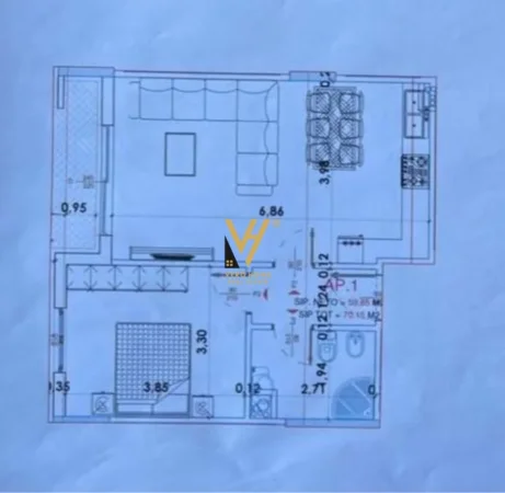 Tirane, shitet apartament 1+1+Ballkon Kati 2, 70 m² 105.220 € (YZBERISHT)