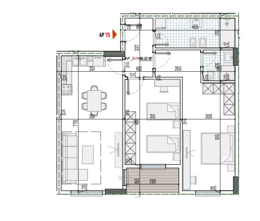 Tirane, shes apartament 2+1+Ballkon Kati 7, 112 m² 124.000 € (Tirana View Residence)