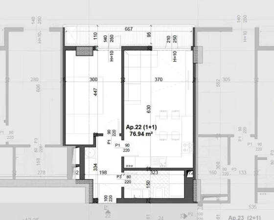 Tirane, shes apartament 1+1+Ballkon Kati 4, 76 m² 130.000 € (FUSHA E AVIACIONIT)