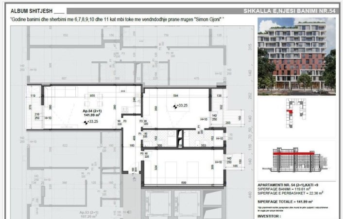 Tirane, shitet apartament 2+1+Ballkon Kati 9, 141 m² 208.700 € (FUSHA E AVIACIONIT)