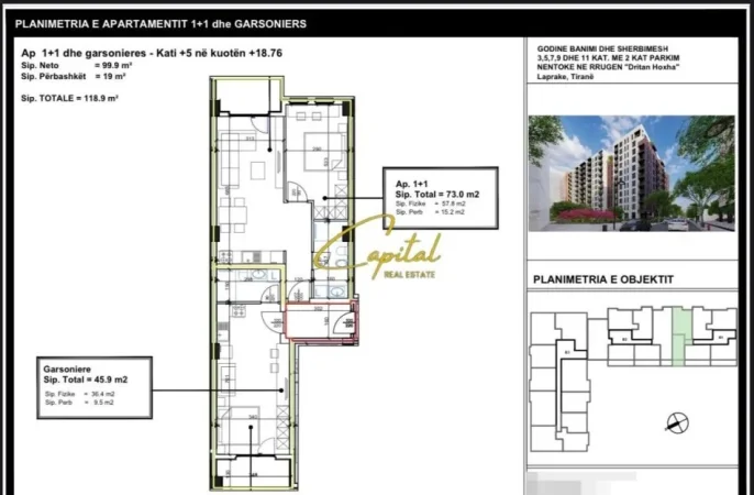 Tirane, shitet apartament 2+1 Kati 5, 118 m² 197.000 € (LAPRAKE)