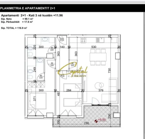 Tirane, jepet me qera apartament 2+1 Kati 3, 116 m² 193.000 € (RRUGA DRITAN HOXHA)