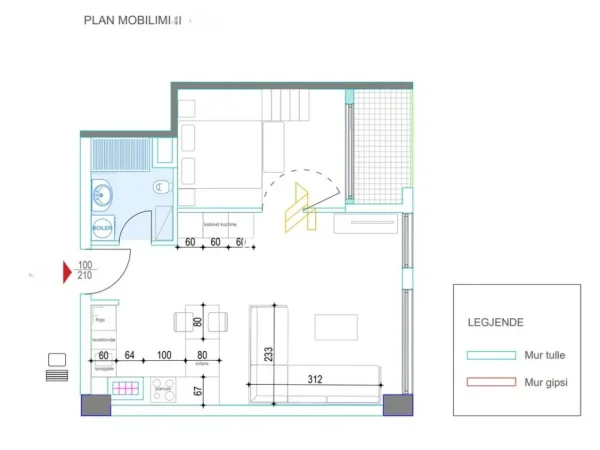 Tirane, shitet apartament 1+1+Ballkon Kati 9, 69 m² 325.000 € (Qender)