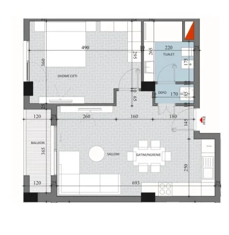 Tirane, shitet apartament 1+1+Ballkon Kati 1, 73 m² 72.800 € (Paskuqan)