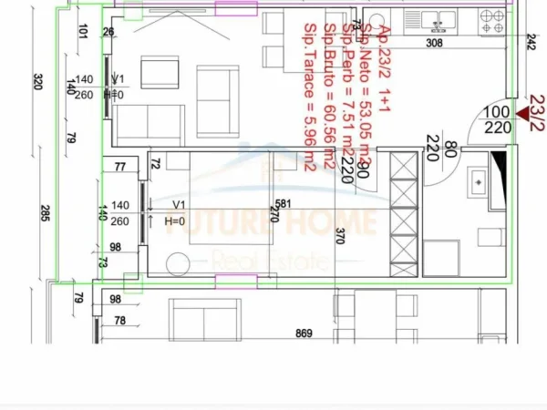 Tirane, shitet apartament 1+1 Kati 5, 66 m² 126.400 € (Eagle Residence, Dogana)