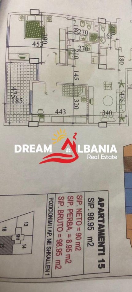 Tirane, shitet apartament 2+1 Kati 4, 99 m² 138.600 € (astir)