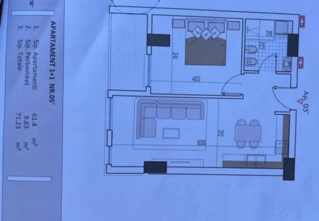 Tirane, shitet apartament 1+1 Kati 4, 75 m² 85.500 € (babrru)
