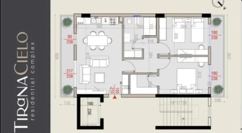 Tirane, shitet apartament 2+1+Aneks+Ballkon Kati 1, 95 m² 180.000 € (Tiranq Cielo)