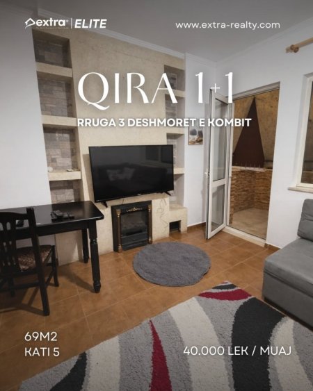 Tirane, jepet me qera apartament 1+1 Kati 5, 69 m² 400 € (Rruga 3 Dheshmoret)