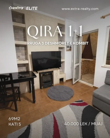 Tirane, jepet me qera apartament 1+1 Kati 5, 69 m² 400 € (Rruga 3 Dheshmoret)