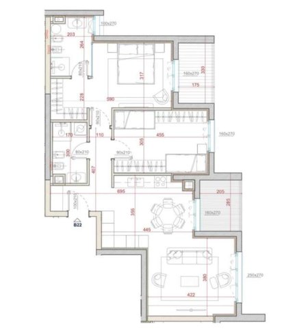 Tirane, shes apartament 2+1+BLK Kati 8, 100.9 m² 207.300 Euro (Bulevardi i Ri)