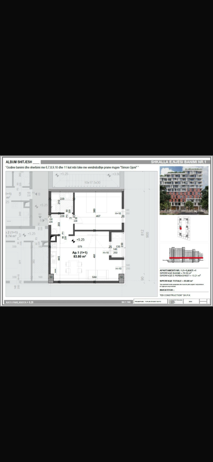 Fusha Aviacionit, shitet apartament 1+1+Aneks+Ballkon Kati 1, 84 m²  124 024 euro.