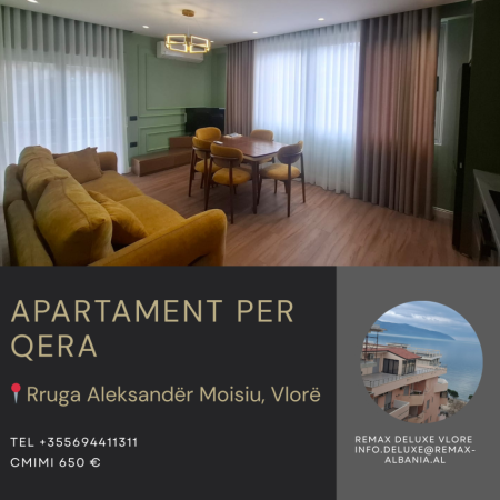 Vlore - Lungomare, jepet me qera apartament 2+1+Ballkon Kati 10, 90 m² 650 € (Rruga Aleksandër Moisiu | Pranë Rrapit &amp; Babo Bakery)
