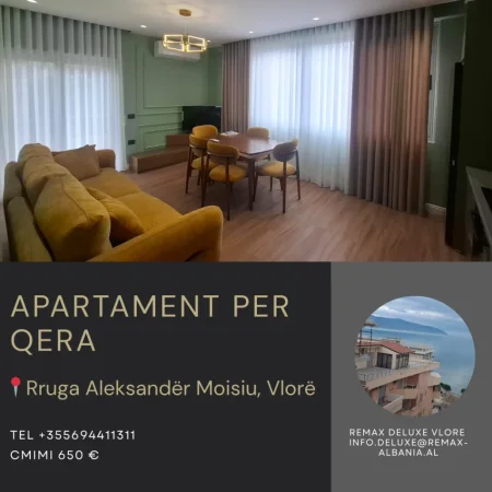 Vlore - Lungomare, jepet me qera apartament 2+1+Ballkon Kati 10, 90 m² 650 € (Rruga Aleksandër Moisiu | Pranë Rrapit &amp; Babo Bakery)