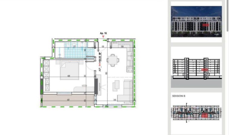 Tirane, shitet apartament 1+1+Ballkon Kati 3, 63 m² 57.000 € (KAMEZ)