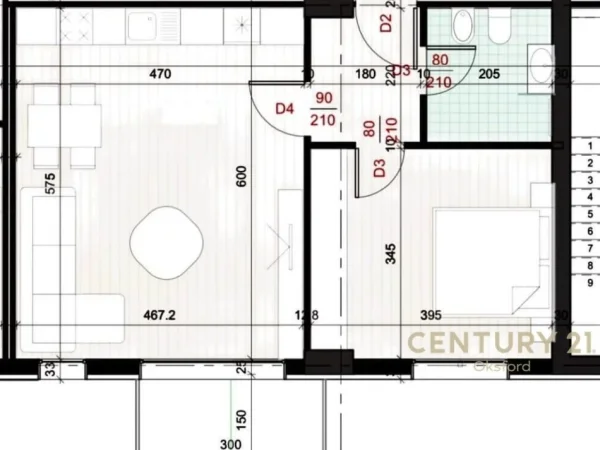 Tirane, shes apartament 1+1 Kati 8, 72 m² 97.456 € (Ish Fusha e Aviacionit)