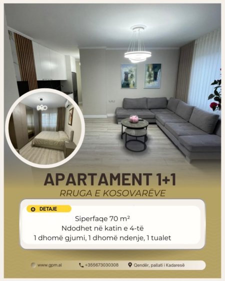 Tirane, jepet me qera apartament 1+1 Kati 4, 70 m² 900 € 