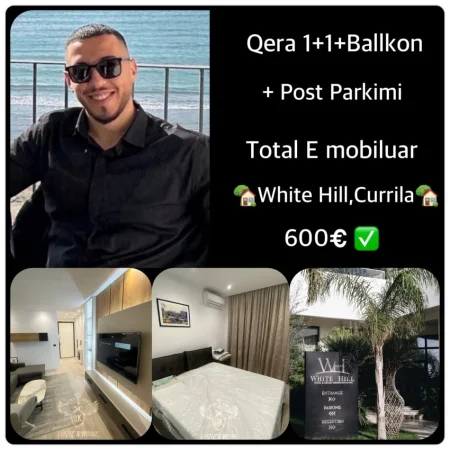 Durres, jepet me qera apartament 1+1+Ballkon Kati 3, 600 € (WHITE HILL)