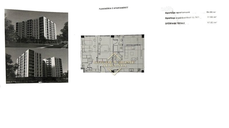 Tirane, shes apartament 2+1 , 98 m² 117.396 € (Paskuqan)