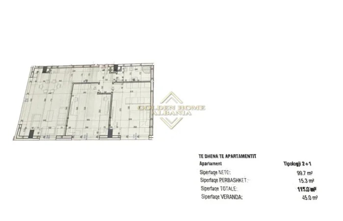 Tirane, shes apartament+verande | Penthouse 2+1 , 1.600 m² 198.687 € 