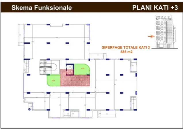 Tirane, jepet me qera zyre Kati 4, 585 m² 6.000 € (RRUGA E KAVAJES)