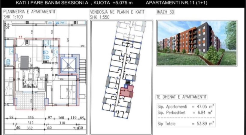 Apartamente 2+1 Kati 2, 70 m² (Lakeside Paskuqan)