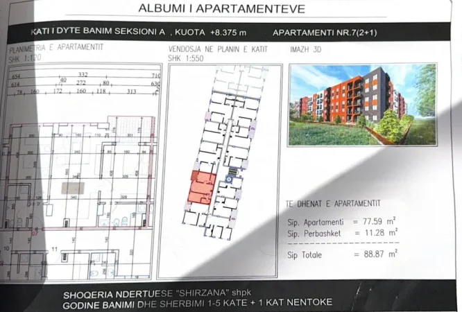 Apartamente 2+1 Kati 2, 70 m² (Lakeside Paskuqan)