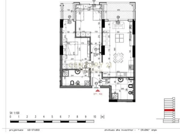 Tirane, shitet apartament 2+1+Ballkon Kati 4, 109 m² 199.000 € (Kompleksi Mirabella, Oxhaku)