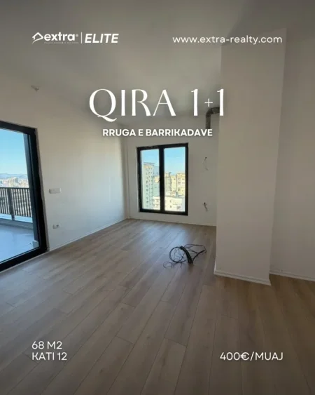 Tirane, jepet me qera apartament 1+1+Ballkon Kati 12, 68 m² 400 € (Rruga e Barrikadave)
