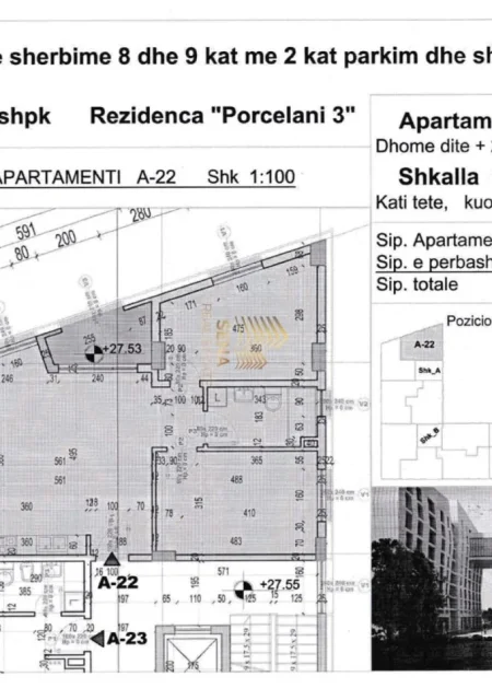 Tirane, shitet apartament 2+1+Ballkon Kati 8, 105 m² 175.350 € (Porcelan)