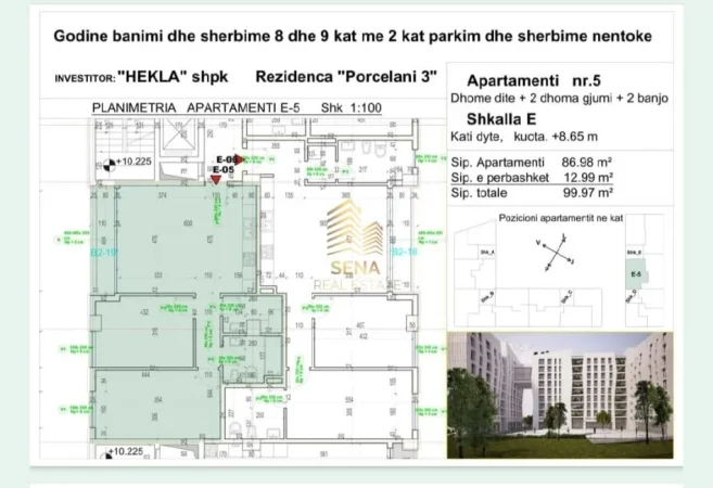 Tirane, shitet apartament 2+1+Ballkon Kati 2, 100 m² 160.000 € (Porcelan)