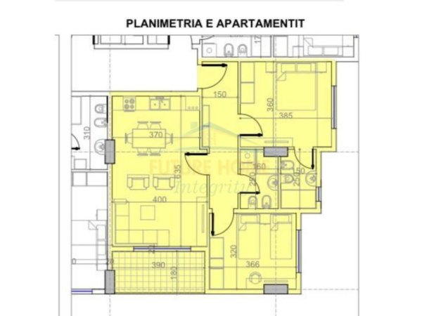 Tirane, shitet apartament 2+1 Kati 3, 94 m² 97.800 € (BelFiore Residence 3, Tiranë)