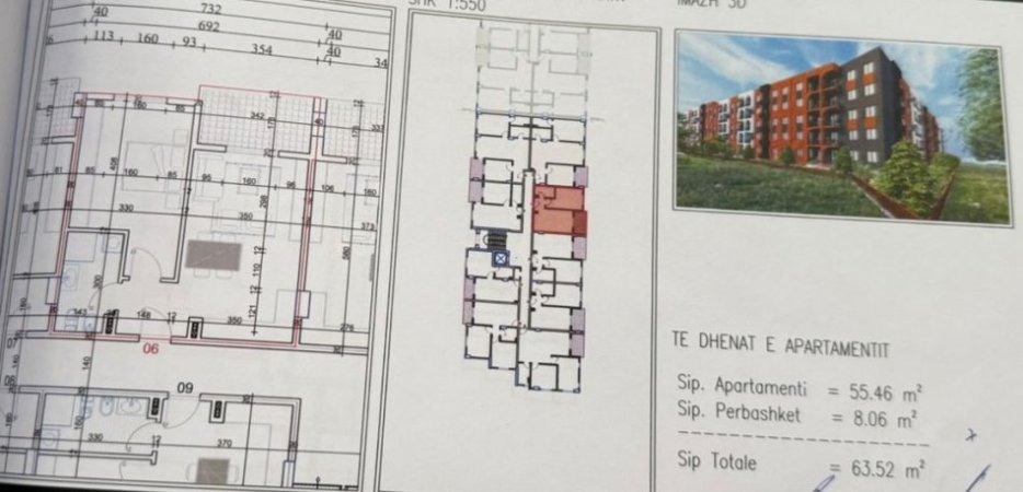 Shqiperi, shitet apartament 1+1 Kati 3, 63 m² (PASKUQAN)