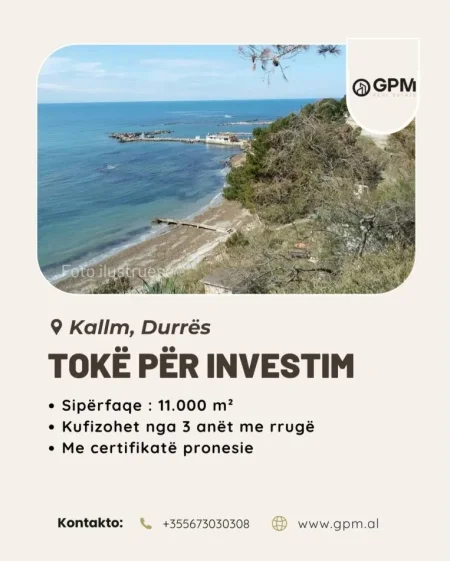 📍 Kallm, Durrës, shitet toke , 11.000 m²