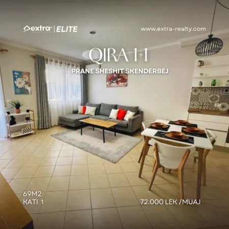 Tirane, jepet me qera apartament 1+1 Kati 1, 69 m² 720 € (Prane sheshit skenderbej)