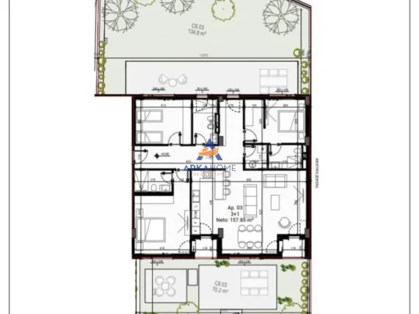 Tirane, shitet apartament 3+1+Ballkon Kati 0, 157 m² 444.445 € 