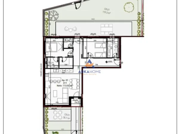 Tirane, shitet apartament 2+1+Ballkon Kati 0, 113 m² 321.470 € 