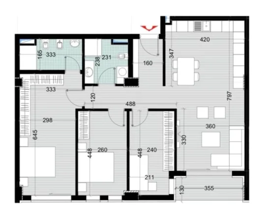 Tirane, shes apartament 3+1+Ballkon Kati 5, 133 m² 146.500 € (Rezidenca Diellon)