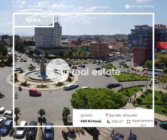 Shkoder, jepet me qera apartament 2+1+Ballkon Kati 4, 108 m² 450 € (QENDER)