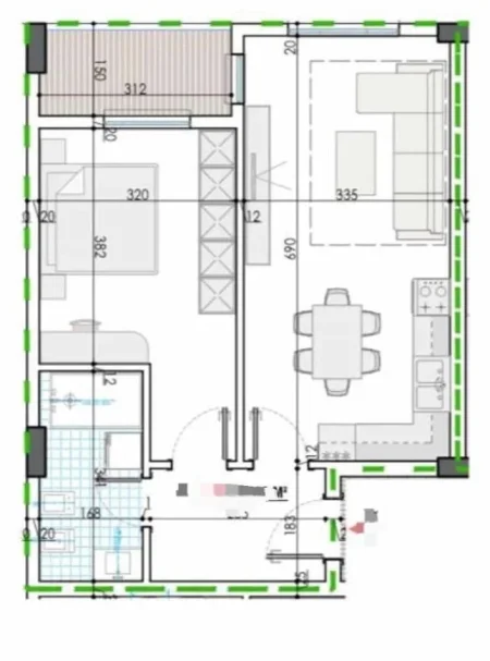 Tirane, shes apartament 1+1 Kati 5, 70 m² 59.500 € (Rruga Teuta)