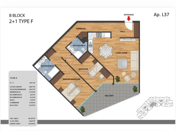Tirane, shitet apartament 2+1+Ballkon Kati 2, 124 m² 249.000 € (LIQENI THATE)