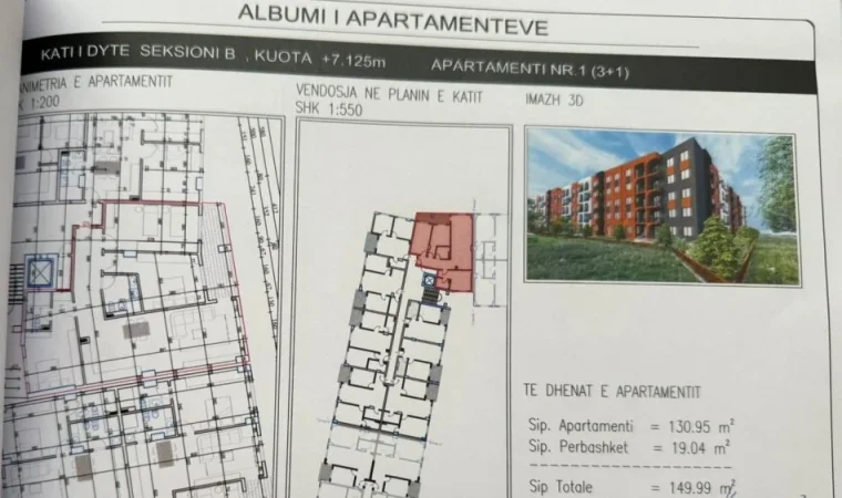 Tirane, shitet nga Pronari, pa-komision apartament 3+1 Kati 2, 150 m² 157.500 € (Rruga Fan Noli, Paskuqan)