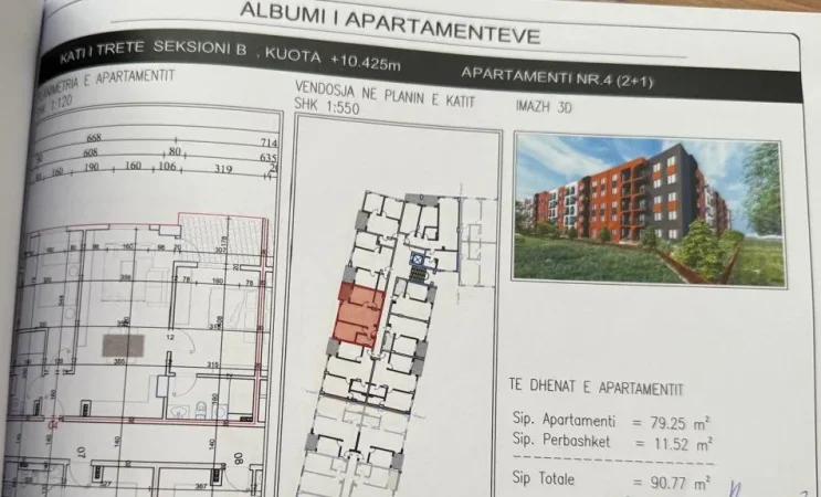 Tirane, shitet nga Pronari, pa-komision apartament 2+1 Kati 3, 91 m² 95.300 € (Rruga Fan Noli, Paskuqan)