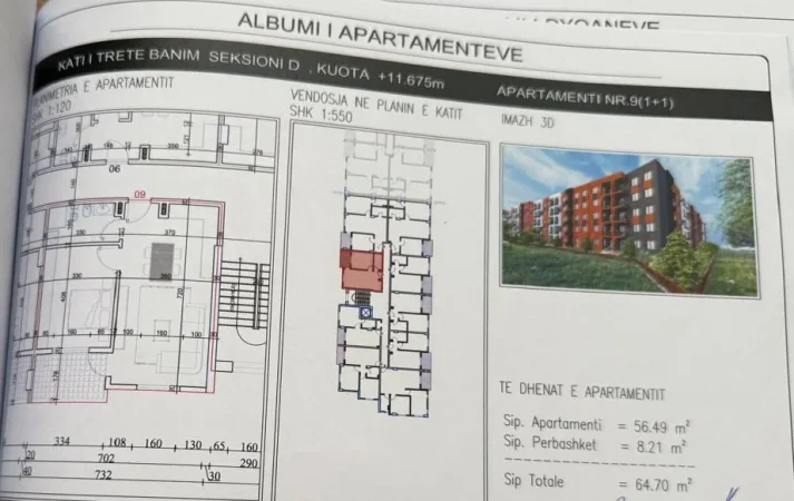 Tirane, shitet nga Pronari, pa-komision apartament 1+1 Kati 3, 65 m² 68.000 € (Rruga Fan Noli, Paskuqan)
