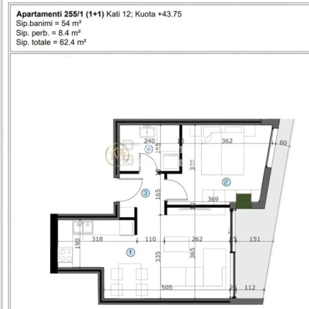 Tirane, shitet apartament 1+1 Kati 12, 62 m² 87.500 € (Astir)