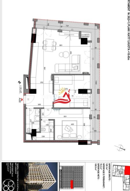 Tirane, shitet apartament 2+1 Kati 4, 129 m² 265.000 € (Te Shkolla E Kuqe)