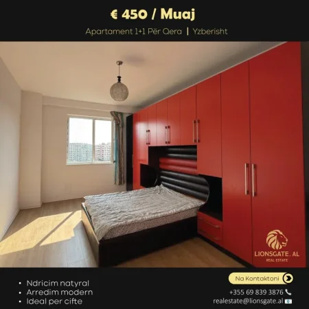 Tirane, jepet me qera apartament 1+1 , 60 m² 450 € (Yzberisht)