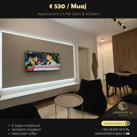 Tirane, jap me qera apartament 1+1 , 55 m² 530 € (Ali Dem)